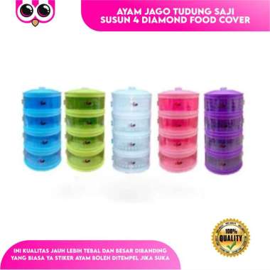 AYAM JAGO TUDUNG SAJI SUSUN 4 DIAMOND FOOD COVER RAK WADAH PENUTUP MAKANAN TINGKAT 4 MOTIF PINK