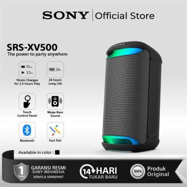 Sony SRS-XV500 Speaker Pesta Nirkabel X-Series - Hitam, 564x269x294 mm, 11.2 kg, IPX4, 55W, Bluetooth 5.2