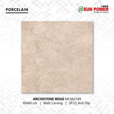 Granit Lantai Anti Slip Matt R12 - Archistone 60x60 | Sun Power Beige