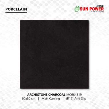 Granit Lantai Anti Slip Matt R12 - Archistone 60x60 | Sun Power Charcoal