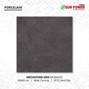 Granit Lantai Anti Slip Matt R12 - Archistone 60x60 | Sun Power Gris