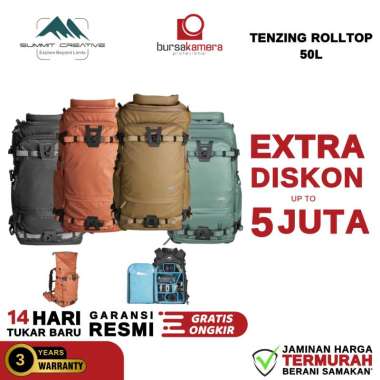 Summit Creative XLarge 50L Rolltop Camera Backpack Tenzing Tas Kamera Outdoor 50 L Tas Ransel Kamera