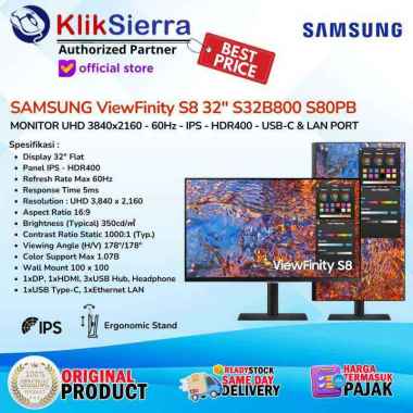 SAMSUNG Monitor LS32B800 32" IPS 4K UHD ViewFinity USB-C S32B800 S80PB - S80PB 27", Monitor S80PB