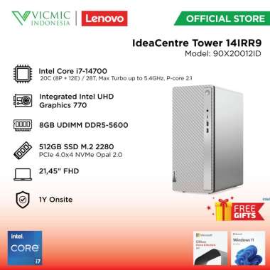 PC LENOVO DESKTOP IDEACENTRE TOWER 14IRR9 12ID [INTEL I7-14700 8GB 512GB FHD WIN11HOME OHS Cloud Gre