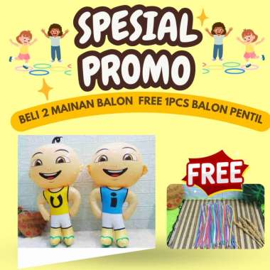 [BELI 2 GRATIS 1 BALON PENTIL] [JUMBO!] Upin Ipin Ecer 1pcs Balon Tiup Kartun Anak Upin dan Ipin TIU