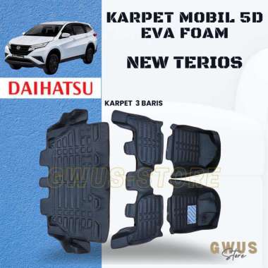 Karpet mobil 5D DAIHATSU NEW TERIOS - 3 Baris Mangkok EVA FOAM premium Pad Abu