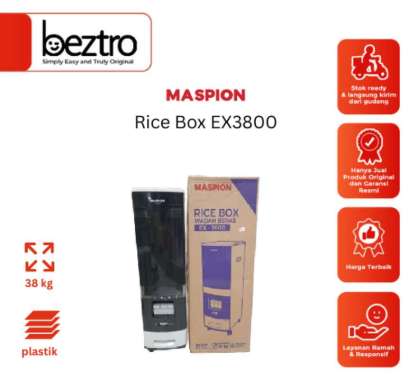 Maspion EX3800 - Rice Box 38Kg Full Box Tempat Penyimpanan Beras 38KG EX-3800 EX 3800 Original New A