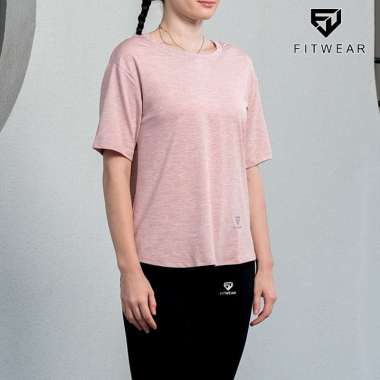 Kaos Olahraga Wanita FITWEAR DRYFIT OVERSIZE BETTY BACK TWIST TIE S/S M DUSTY PINK