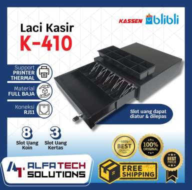 Kassen Cash Drawer K-410 | Metal Cash Drawer 8 Slot Uang Kertas dan 8 Slot Uang Koin