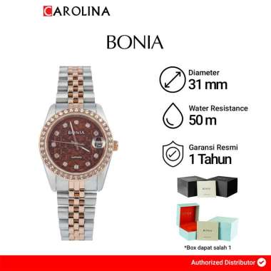 Jam Tangan Wanita BONIA B10550-3646S Brown Dial Dual Tone Stainless Steel Strap