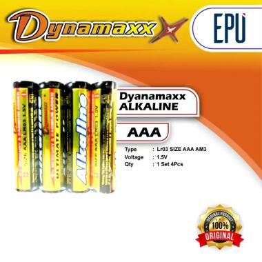Baterai Alkaline Dynamax Alkaline AAA Baterai A3 Batere Dynamax Battery BP4/4 Pieces