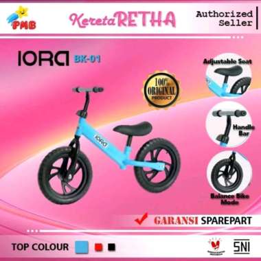 Sepeda Anak PMB BK01 Balance Bike Iora BK 01 Push Bike BK-01 Keseimbangan Hitam