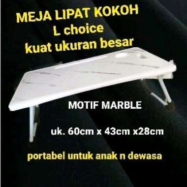 Marble Putih Meja laptop table besar L choice meja lipat belajar portable premium anak dewasa