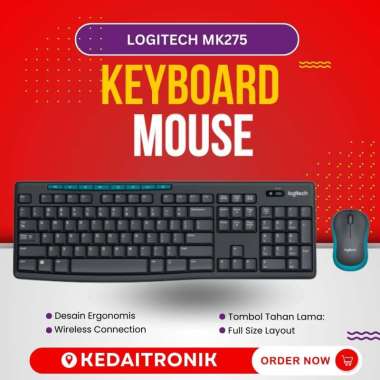 Logitech MK275 Wireless Multimedia Combo Keyboard & Mouse - Hitam Hitam