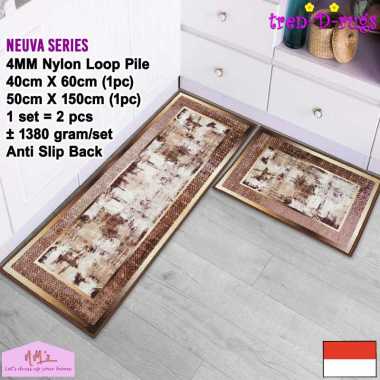 Tren-D-rugs Keset kaki abstrak motif modern eropa alas dapur panjang lantai anti slip 2 in 1 - NMs C
