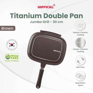 Happycall Double Pan Titanium Jumbo Grill 30cm Brown coklat