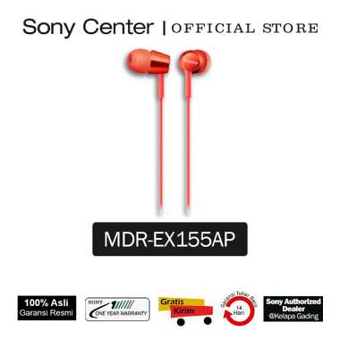 SONY Center Jakarta - SONY MDR-EX155AP In-Ear Headset [Original] Red