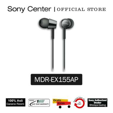 SONY Center Jakarta - SONY MDR-EX155AP In-Ear Headset [Original] Black