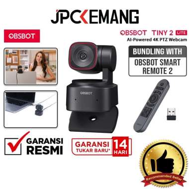 JPC KEMANG OBSBOT TINY 2 LITE AI-Powered PTZ 4K Webcam Portable Web Cam GARANSI RESMI with Remote