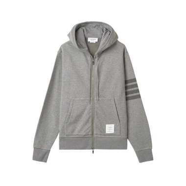Thom Browne 4-Bar Tonal Classic Loopback Zip Hoodie Medium Grey Grey 2