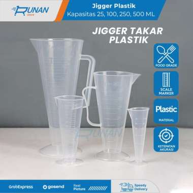 Gelas Ukur 25ml 100ml 250ml 500ml - Gelas Takar Jigger Plastik 100 ml - Measuring Cup 500ml