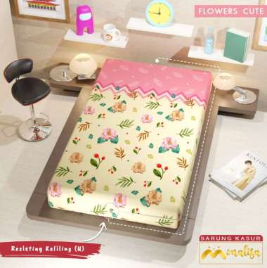 MONALISA Sprei Resleting/Sarung Kasur Single Size Uk.120x200cm Tinggi 15 Flowers Cute