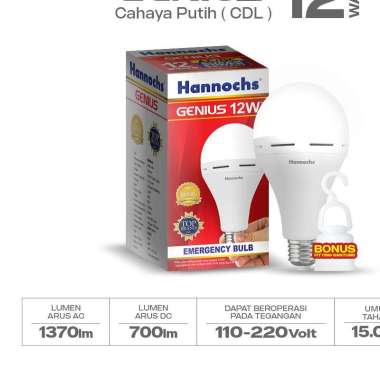 Hannochs AC/DC Emergency Genius Lampu LED - White [12 W] PUTIH