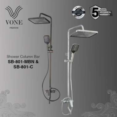 VONE Shower Tiang Rain Kamar Mandi Full Set Mixer Panas Dingin Stainless ( VONE PREMIUM ) SB-801-MBN