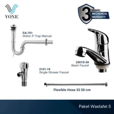 VONE Sifon Wastafel Kran Air Flexibel Stainless Paket Lengkap Wastafel 5