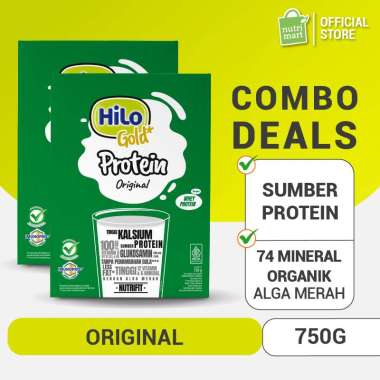 Twin Pack - HiLo Gold Plain (Original) 750 gram - Susu Tinggi Kalsium Lebih Rendah Lemak