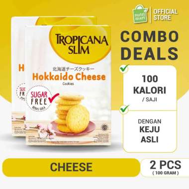 Twin Pack - Tropicana Slim Hokkaido Cheese Cookies (5 Sch) - Snack Biskuit Bebas Gula, 100 Kalori