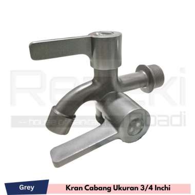 Kran Cabang Ukuran 3/4 Inchi Kran Shower Mandi Kran Double Keran Air Grey Warna