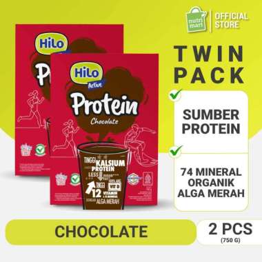 Twin Pack - HiLo Active Chocolate 750 gram - Susu Tinggi Kalsium Lebih Rendah Lemak dengan Alga Mera