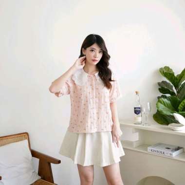 Nuboutique - Laine Top - Blouse Atasan Wanita Summer Bunga Kerah Collar Korea Style Baju Bangkok PIT