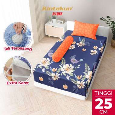 Kintakun DLUXE Sprei Set Fitted Tinggi 25cm 90x200 Sprei Single Aesthetic Minimalis Varian Motif Alm