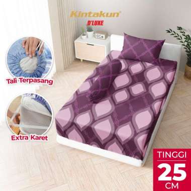 Kintakun DLUXE Sprei Set Fitted Tinggi 25cm 90x200 Sprei Single Aesthetic Minimalis Varian Motif Ros