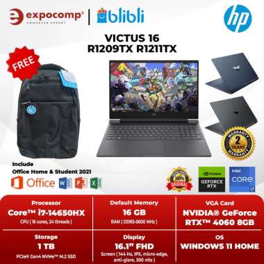 Hewlett Packard HP GAMING VICTUS 16 r1209TX r1211TX CORE i7-14650HX RTX4060 16GB 1TB W11+OHS 2021 SI