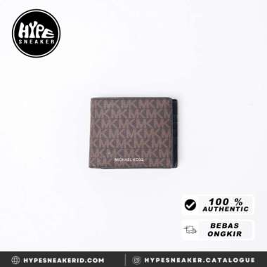 Dompet MICHAEL KORS MK MONOGRAM BROWN WALLET + CARD 100% ORIGINAL 11X9CM