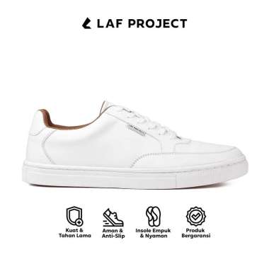 Sepatu Sneakers Pria Putih Polos Keren Casual Kerja Kasual Premium Clyne LAF Project 44 Putih