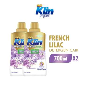 Soklin Detergen Cair French Lilac Wangi & Lembut di Tangan Botol 700 mL [2 pcs]