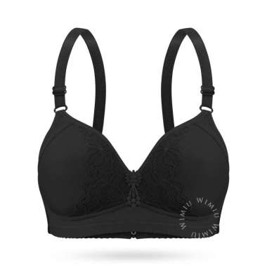Wimiu BH Bra Jumbo Wanita Tanpa Kawat Cup C D Jumbo Motif Depan Brukat Bunga Beha Besar Woman Women 