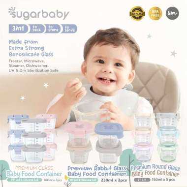 Sugar Baby Premium Glass Jar Baby Food Container 3 pcs BPA FREE / Peralatan Makan Bayi MPASI / Wadah