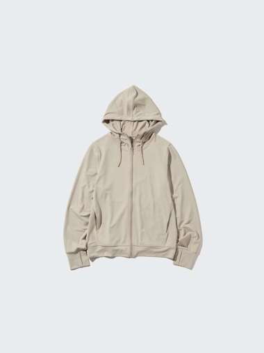 UNIQLO AIRism Jaket Mesh Hoodie wanita Proteksi Sinar UV Protection Natural L