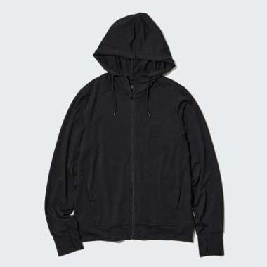 UNIQLO AIRism Jaket Mesh Hoodie wanita Proteksi Sinar UV Protection Full Zip Black XL