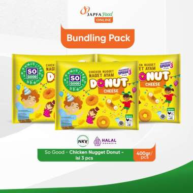 So Good Chicken Nugget Donut Cheese / Naget Ayam Keju 400gr - Isi 3 pack