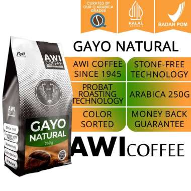 Awi Coffee Gayo Natural 250G Biji | Arabica Roasted Coffee Beans| Aceh Gayo Specialty | Arabika BIJI