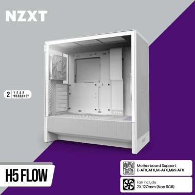 NZXT H5 Flow Compact Mid-tower Airflow ATX Case White