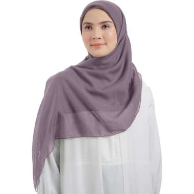 Elzatta Hijab Jilbab Segi Empat Scarf Polycotton Polos Obelia Samida Ungu - 619