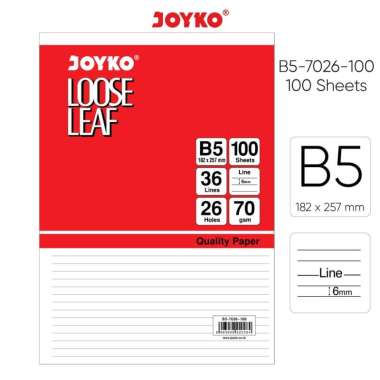 Joyko B5-7026 Loose Leaf Kertas Binder [100 Lembar] Putih