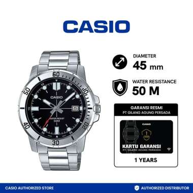CASIO General Jam Tangan pria [MTP-VD01D-1EVDF] Black SILVER
